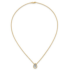 14k 3 carat Certified Lab Grown Diamond VS+ F+ Pear Complete 18 inch Bezel Set Solitaire Necklace