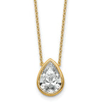 14k 3 carat Certified Lab Grown Diamond VS+ F+ Pear Complete 18 inch Bezel Set Solitaire Necklace