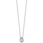 14k White Gold 4 carat Certified Lab Grown Diamond VS+ F+ Pear Complete 18 inch Bezel Set Solitaire Necklace
