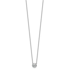 14k White Gold 1 carat Certified Lab Grown Diamond VS+ F+ Round Complete Bezel Set 18 inch Necklace