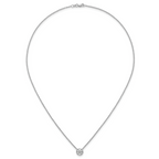 14k White Gold 1 carat Certified Lab Grown Diamond VS+ F+ Round Complete Bezel Set 18 inch Necklace