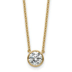 14k 1 carat Certified Lab Grown Diamond VS+ F+ Round Complete Bezel Set 18 inch Necklace