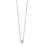 14k White Gold 1 1/2 carat Certified Lab Grown Diamond VS+ F+ Round Complete Bezel Set 18 inch Necklace