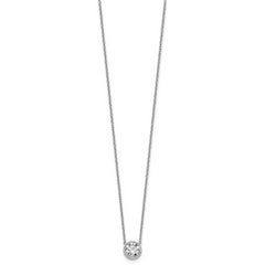 14k White Gold 1 1/2 carat Certified Lab Grown Diamond VS+ F+ Round Complete Bezel Set 18 inch Necklace