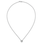 14k White Gold 1 1/2 carat Certified Lab Grown Diamond VS+ F+ Round Complete Bezel Set 18 inch Necklace