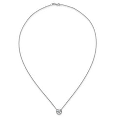 14k White Gold 1 1/2 carat Certified Lab Grown Diamond VS+ F+ Round Complete Bezel Set 18 inch Necklace