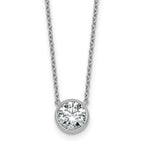14k White Gold 1 1/2 carat Certified Lab Grown Diamond VS+ F+ Round Complete Bezel Set 18 inch Necklace