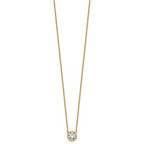 14k 1 1/2 carat Certified Lab Grown Diamond VS+ F+ Round Complete Bezel Set 18 inch Necklace