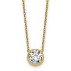 14k 1 1/2 carat Certified Lab Grown Diamond VS+ F+ Round Complete Bezel Set 18 inch Necklace