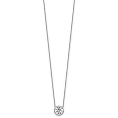 14k White Gold 2 carat Certified Lab Grown Diamond VS+ F+ Round Complete Bezel Set 18 inch Necklace