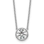 14k White Gold 2 carat Certified Lab Grown Diamond VS+ F+ Round Complete Bezel Set 18 inch Necklace
