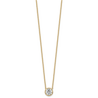 14k 2 carat Certified Lab Grown Diamond VS+ F+ Round Complete Bezel Set 18 inch Necklace