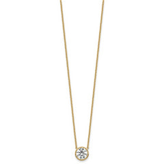 14k 2 carat Certified Lab Grown Diamond VS+ F+ Round Complete Bezel Set 18 inch Necklace