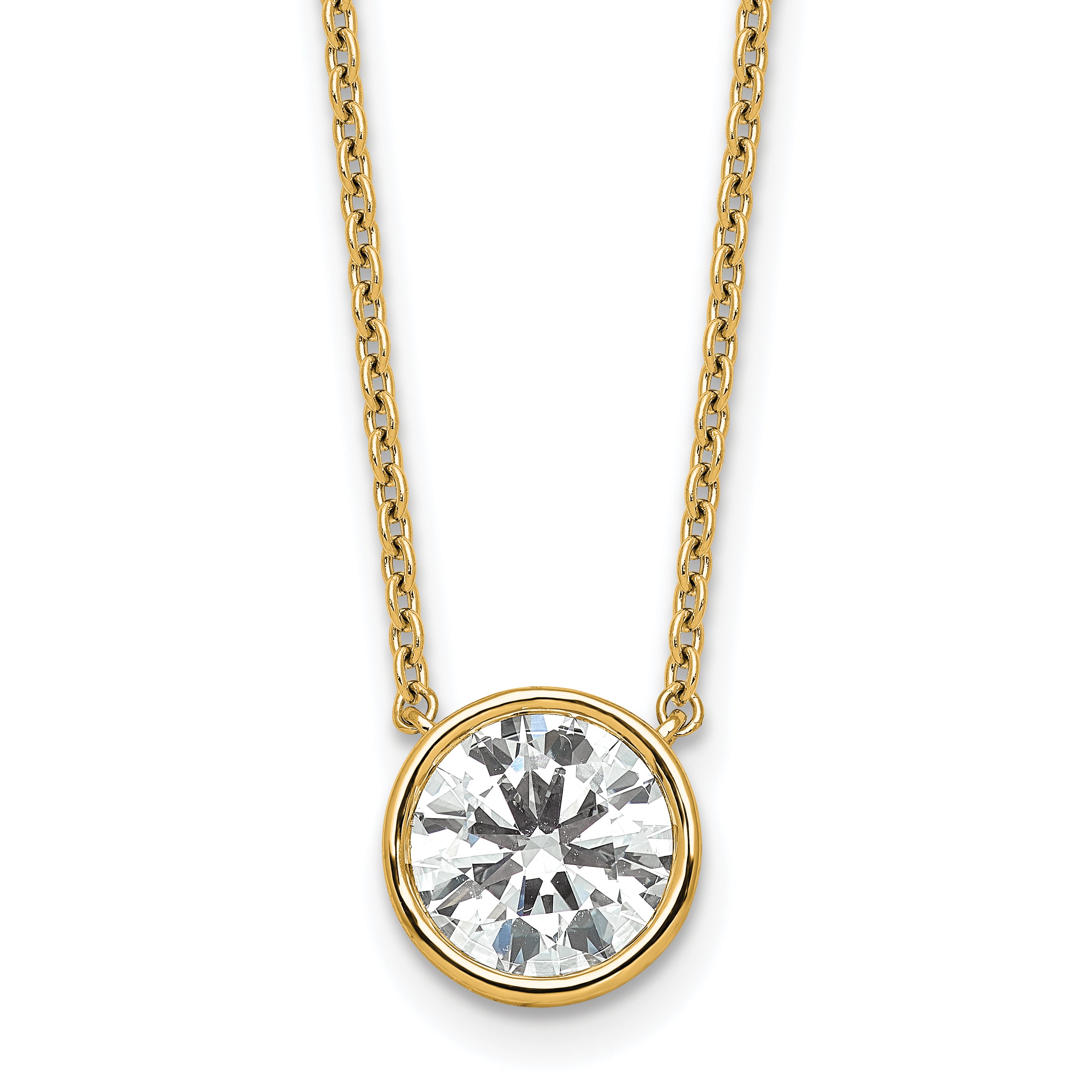 14k 2ct Certified Lab Grown Diamond VS+ F+ Bezel Set Pendant