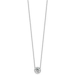 14k White Gold 2 1/2 carat Certified Lab Grown Diamond VS+ F+ Round Complete Bezel Set 18 inch Necklace