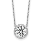 14k White Gold 2 1/2 carat Certified Lab Grown Diamond VS+ F+ Round Complete Bezel Set 18 inch Necklace