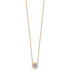 14k 2 1/2 carat Certified Lab Grown Diamond VS+ F+ Round Complete Bezel Set 18 inch Necklace