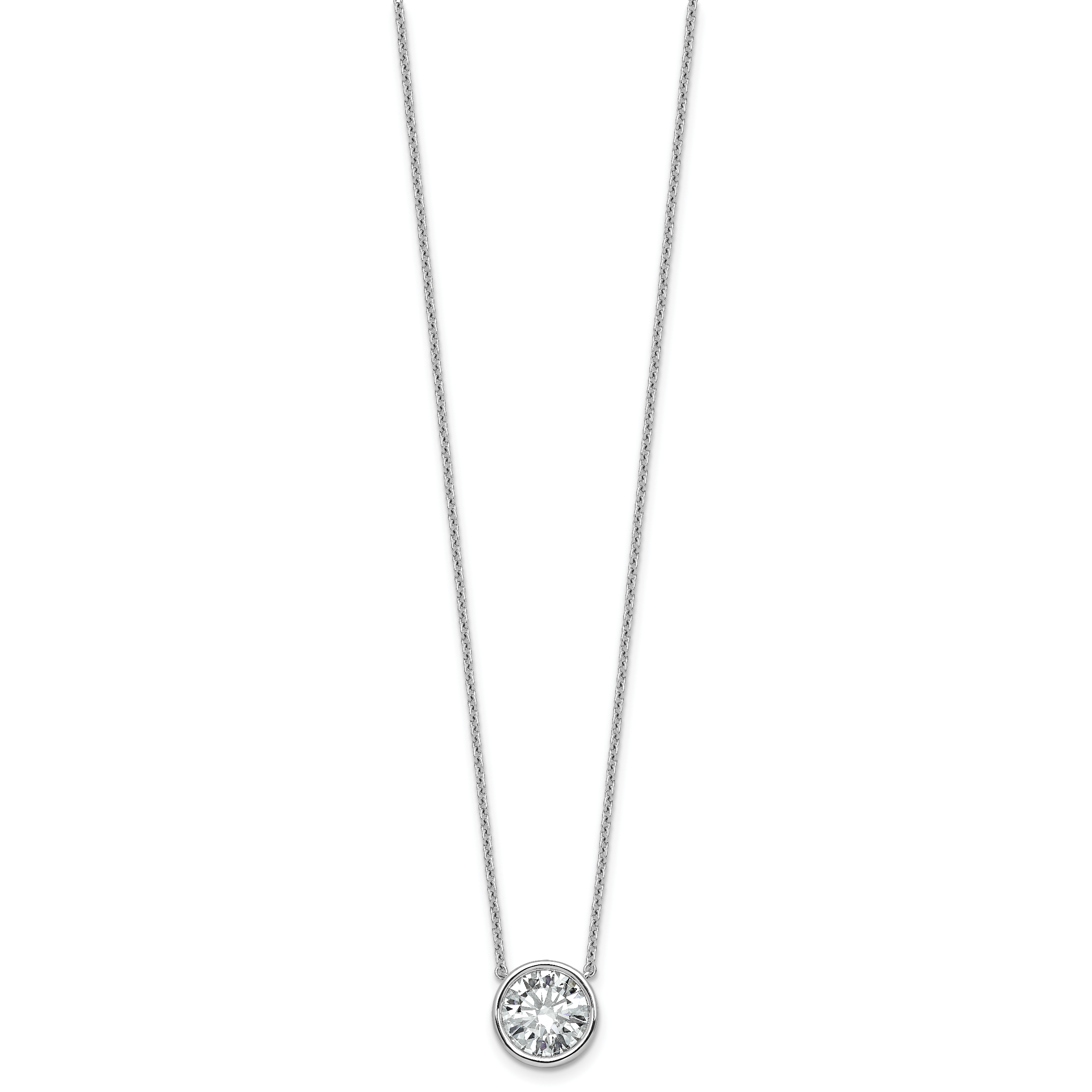 14k White Gold 3 carat Certified Lab Grown Diamond VS+ F+ Round Complete Bezel Set 18 inch Necklace Secondary image