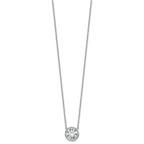 14k White Gold 3 carat Certified Lab Grown Diamond VS+ F+ Round Complete Bezel Set 18 inch Necklace