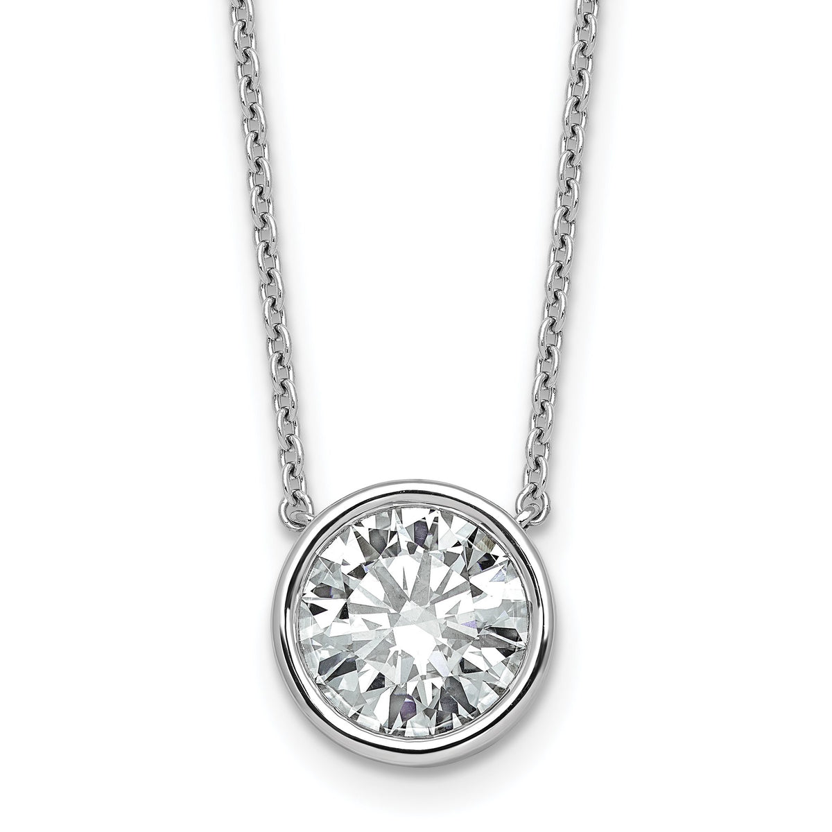 Round Bezel-Set Lab-Grown Diamond Necklace in 14K White Gold, 457mm (3 ct.) - Sophia Jewelers Main image