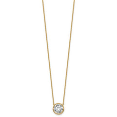 14k 3 carat Certified Lab Grown Diamond VS+ F+ Round Complete Bezel Set 18 inch Necklace