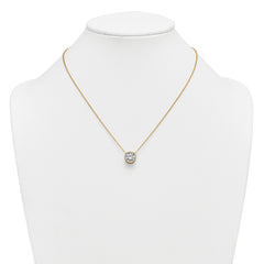 14k 3 carat Certified Lab Grown Diamond VS+ F+ Round Complete Bezel Set 18 inch Necklace