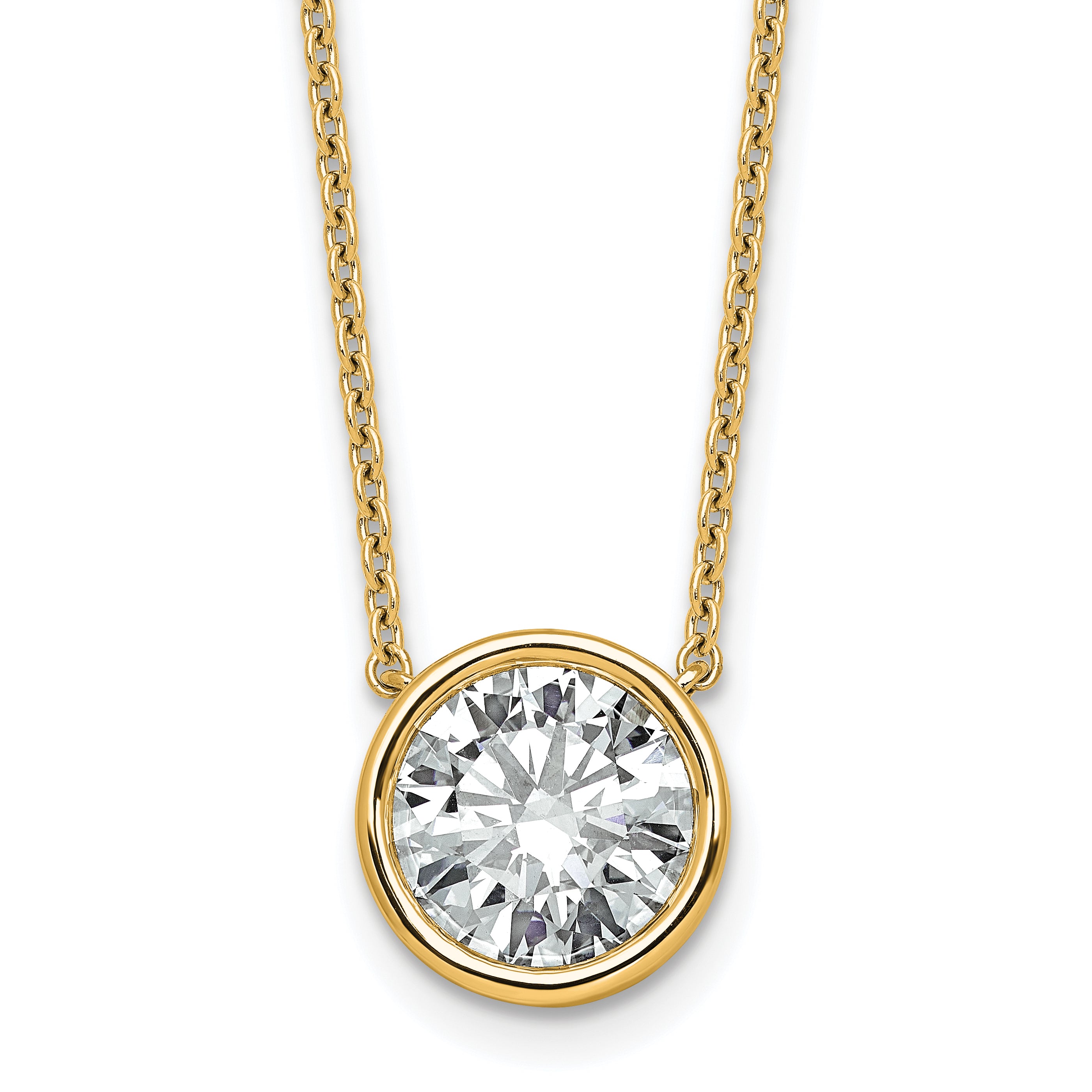 14k 3ct Certified Lab Grown Diamond VS+ F+ Bezel Set Pendant