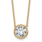 14k 3 carat Certified Lab Grown Diamond VS+ F+ Round Complete Bezel Set 18 inch Necklace