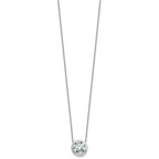 14k White Gold 4 carat Certified Lab Grown Diamond VS+ F+ Round Complete Bezel Set 18 inch Necklace