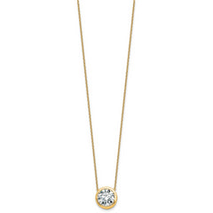 14k 4 carat Certified Lab Grown Diamond VS+ F+ Round Complete Bezel Set 18 inch Necklace