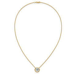 14k 4 carat Certified Lab Grown Diamond VS+ F+ Round Complete Bezel Set 18 inch Necklace