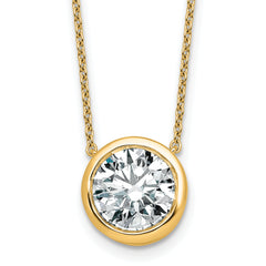 14k 4 carat Certified Lab Grown Diamond VS+ F+ Round Complete Bezel Set 18 inch Necklace
