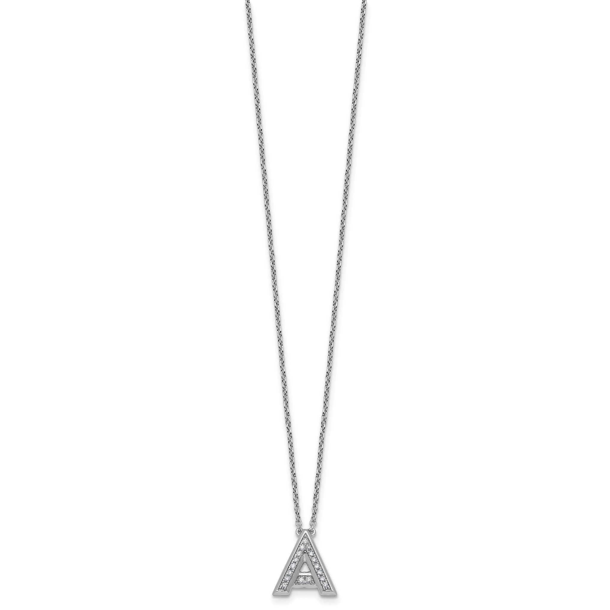 Lab-Grown Diamond Initial a Necklace in 14K White Gold (0.17 ct. tw.) Secondary image