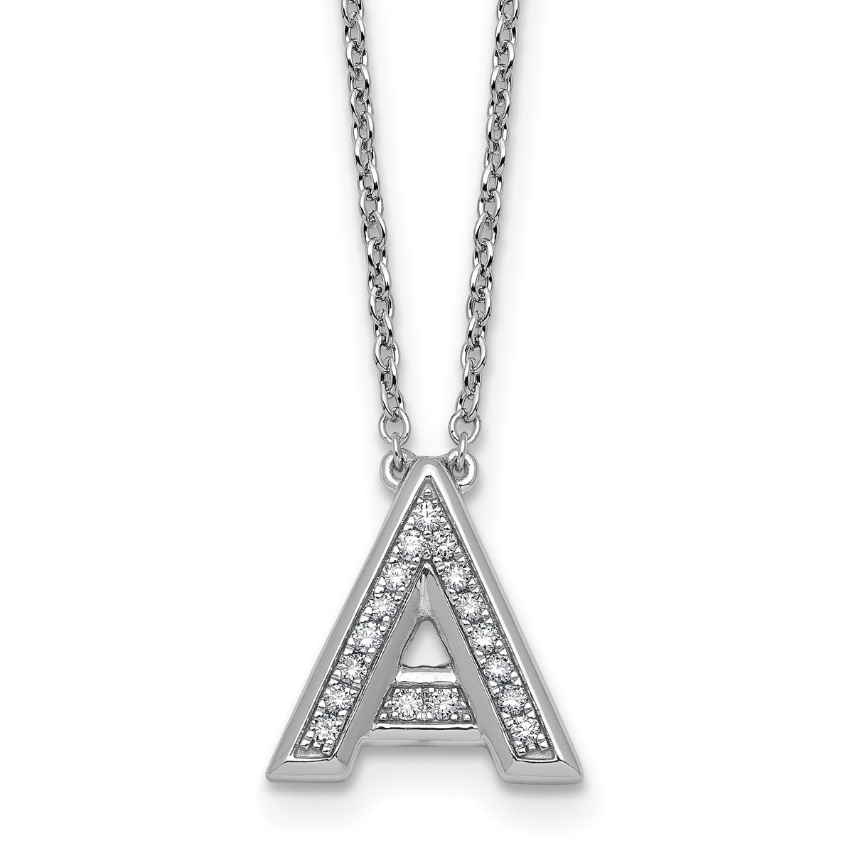 Lab-Grown Diamond Initial a Necklace in 14K White Gold (0.17 ct. tw.) - Sophia Jewelers Main image