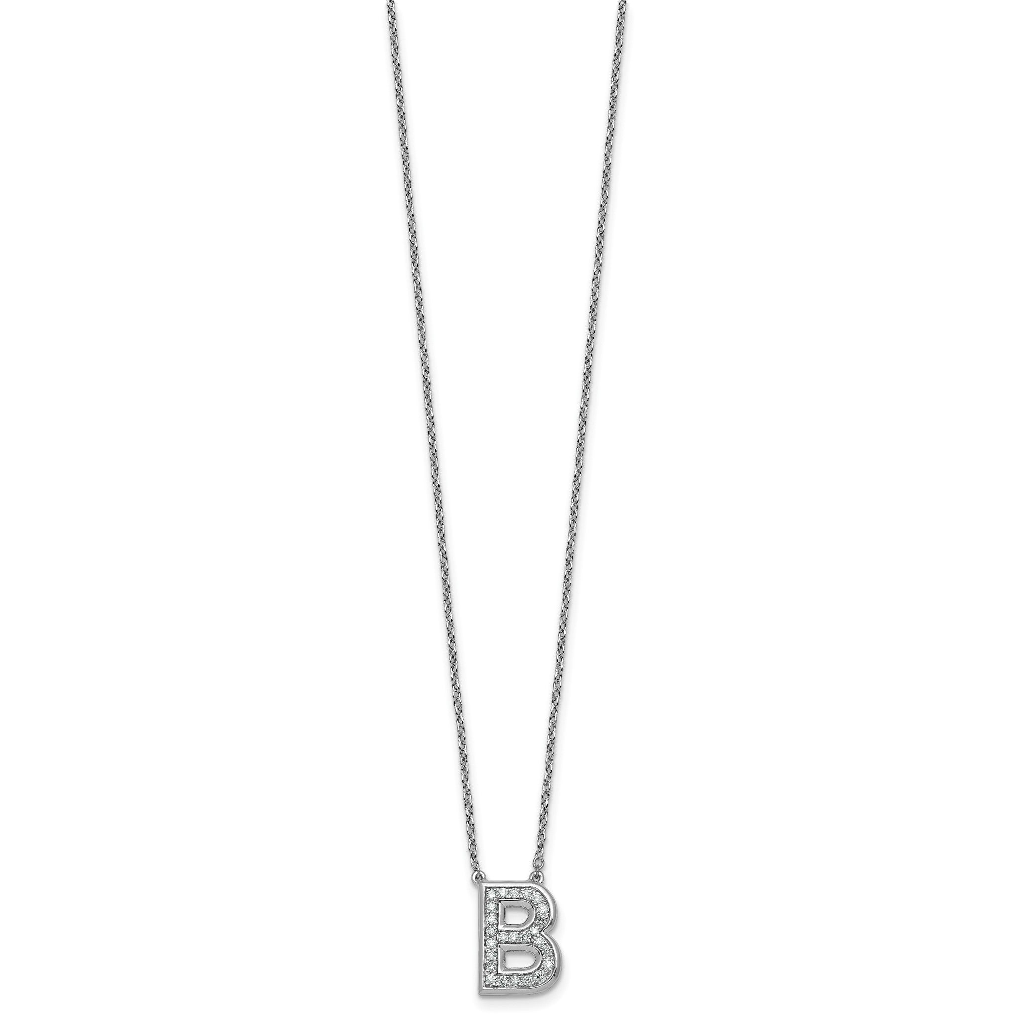 Lab-Grown Diamond Initial B Necklace in 14K White Gold (0.27 ct. tw.) Secondary image