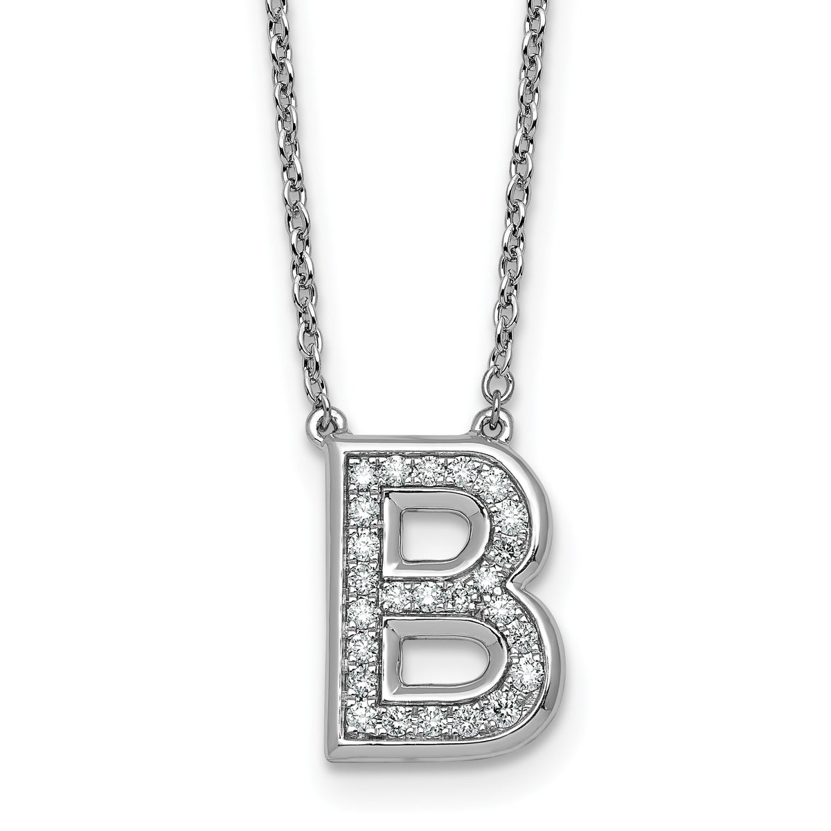 Lab-Grown Diamond Initial B Necklace in 14K White Gold (0.27 ct. tw.) - Sophia Jewelers Main image