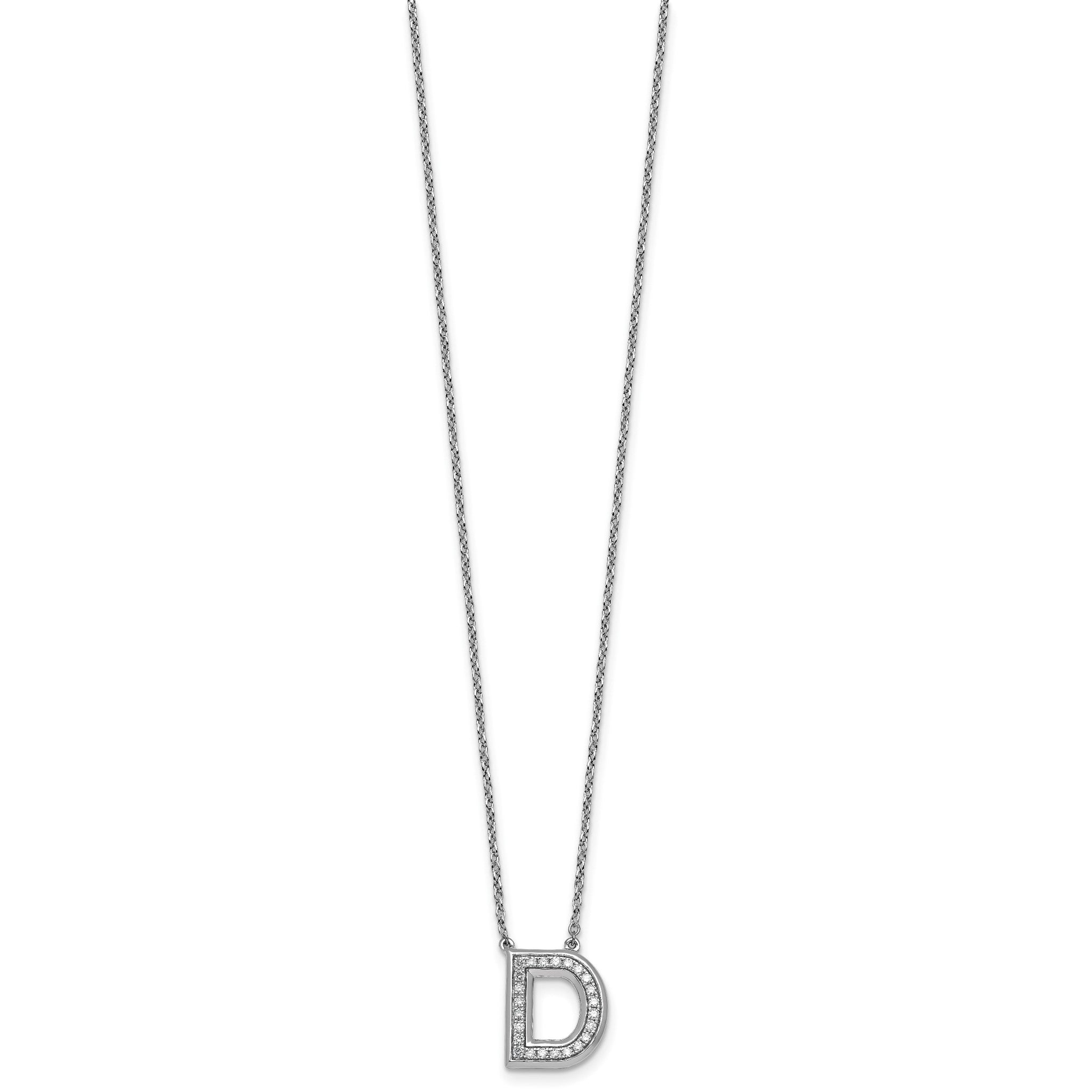 Lab-Grown Diamond Initial D Necklace in 14K White Gold (0.24 ct. tw.) Secondary image