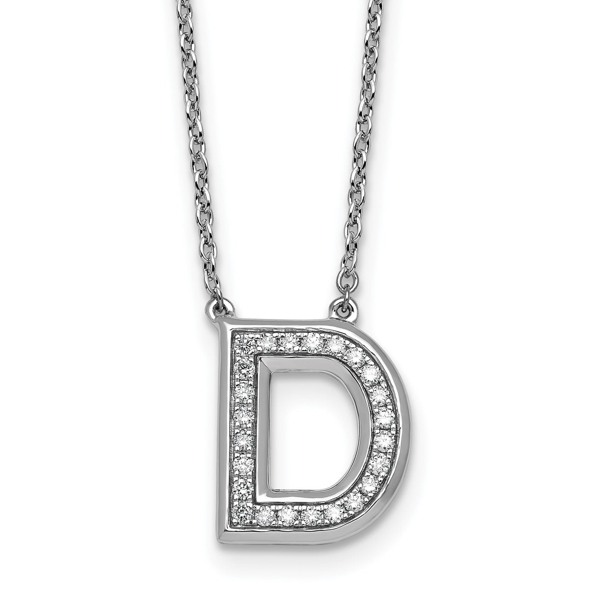 Lab-Grown Diamond Initial D Necklace in 14K White Gold (0.24 ct. tw.) - Sophia Jewelers Main image