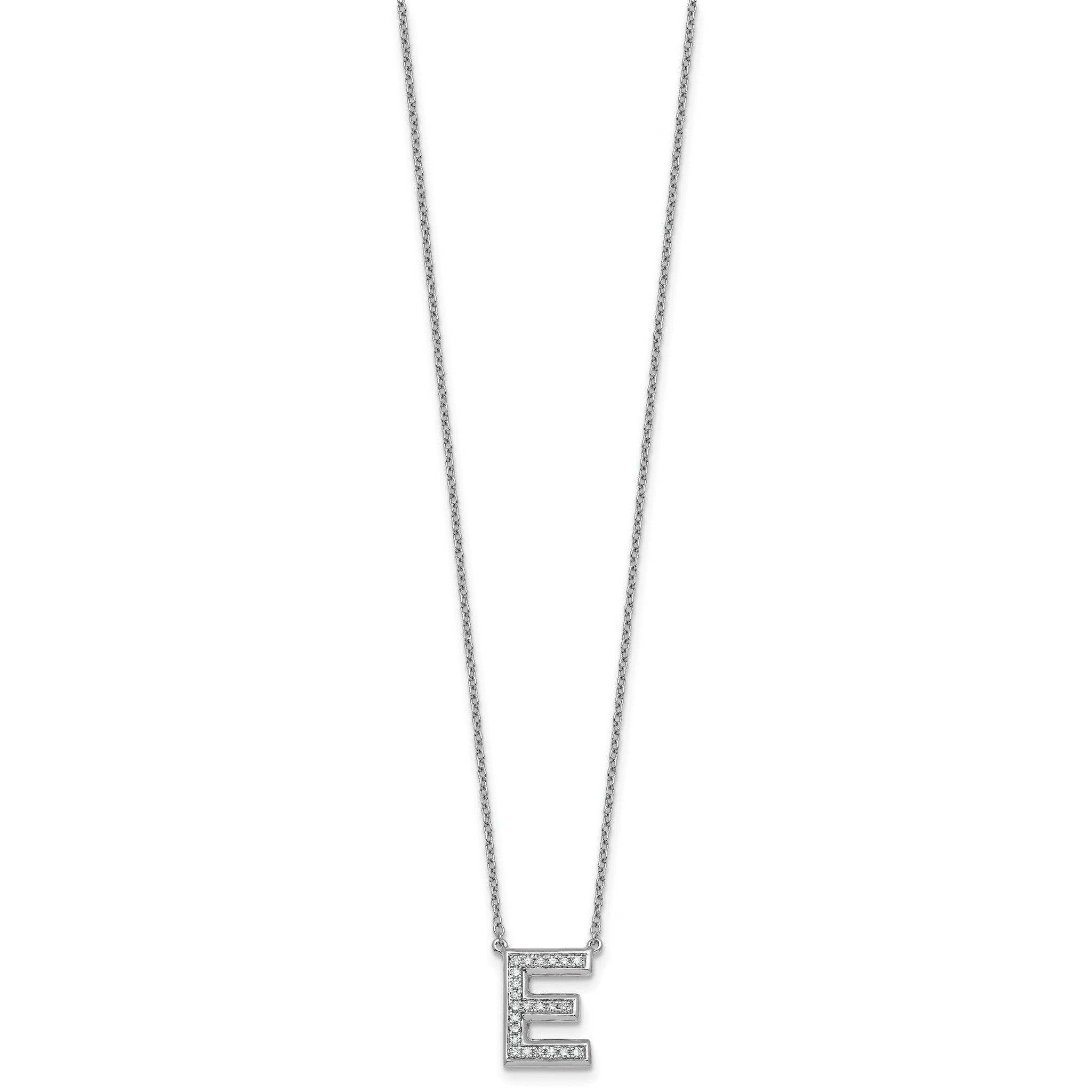 Lab-Grown Diamond Initial E Necklace in 14K White Gold (0.23 ct. tw.) Secondary image