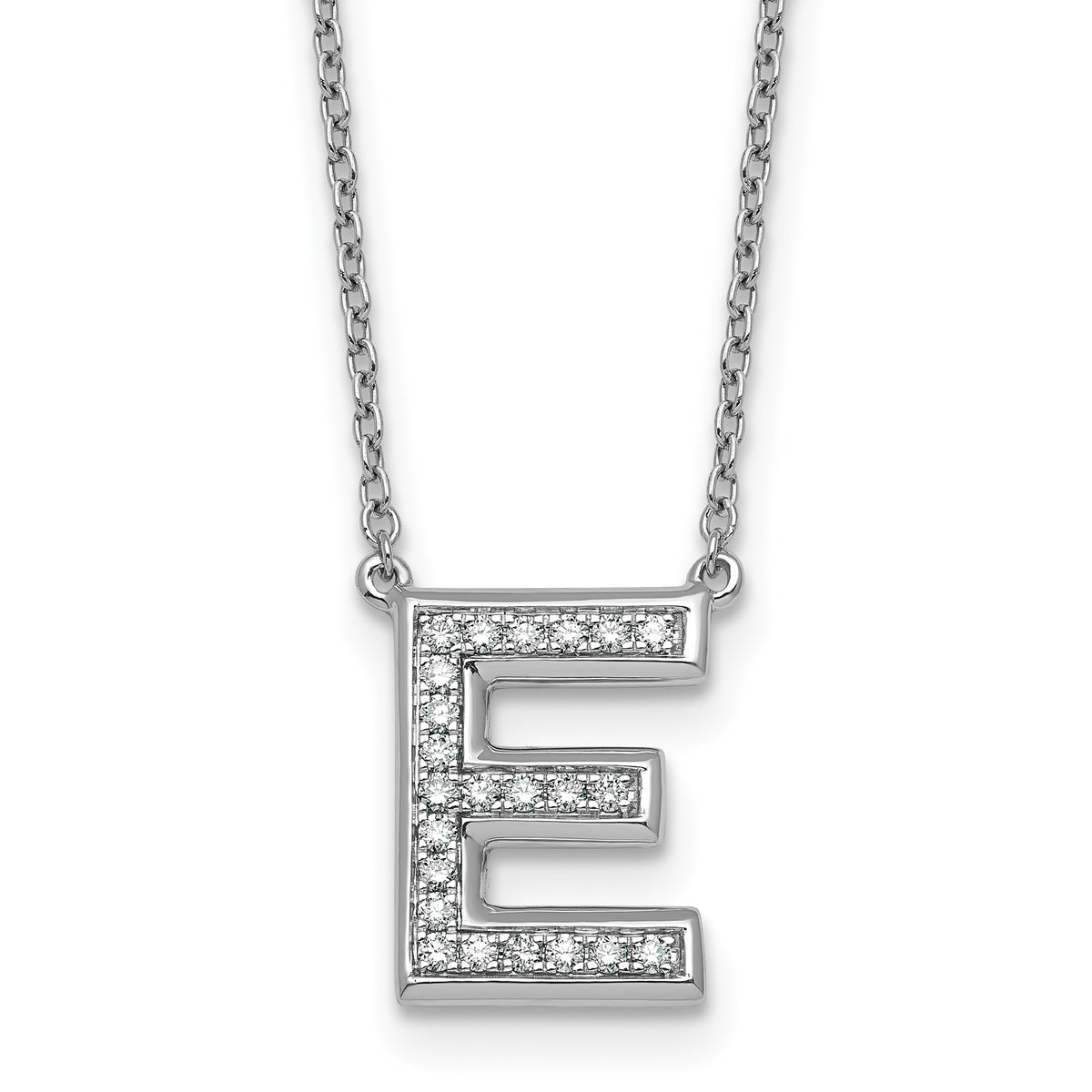 Lab-Grown Diamond Initial E Necklace in 14K White Gold (0.23 ct. tw.) - Sophia Jewelers Main image