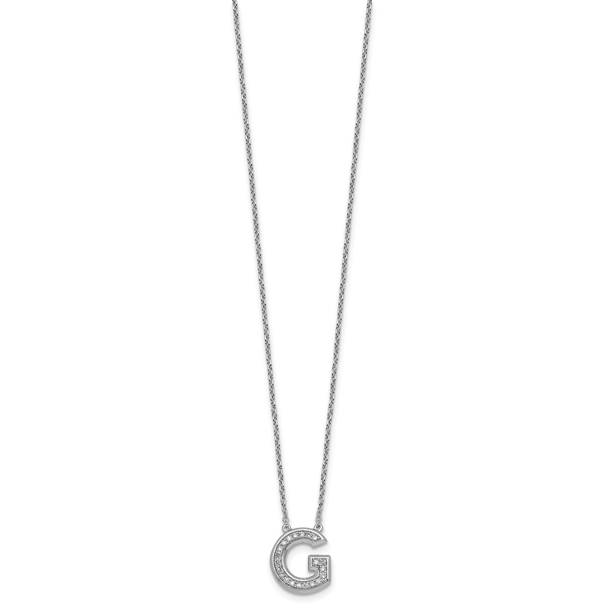 Lab-Grown Diamond Initial G Necklace in 14K White Gold (0.21 ct. tw.) Secondary image