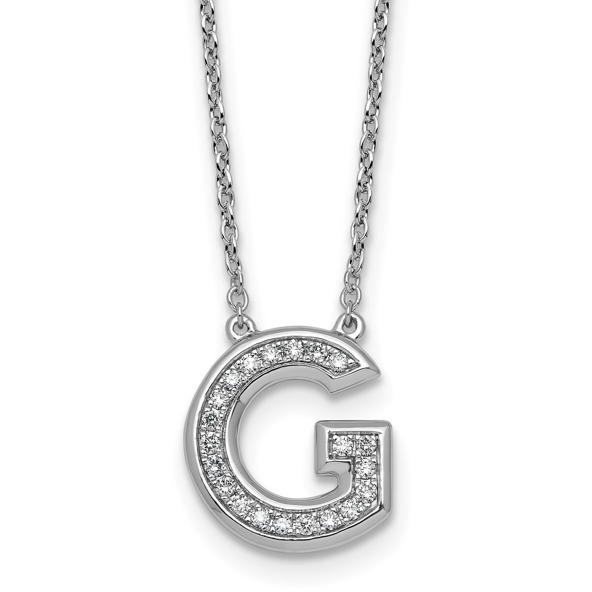 Lab-Grown Diamond Initial G Necklace in 14K White Gold (0.21 ct. tw.) - Sophia Jewelers Main image