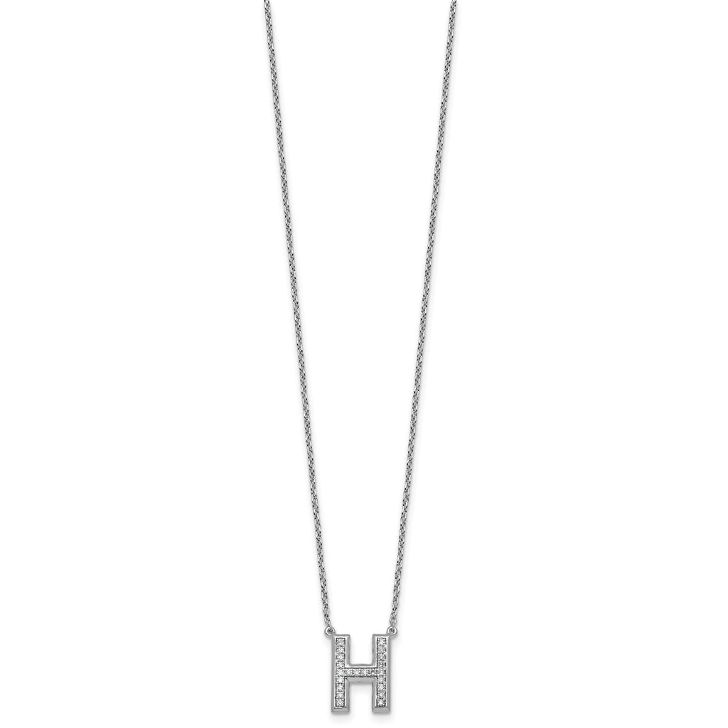Lab-Grown Diamond Initial H Necklace in 14K White Gold (0.22 ct. tw.) - Sophia Jewelers