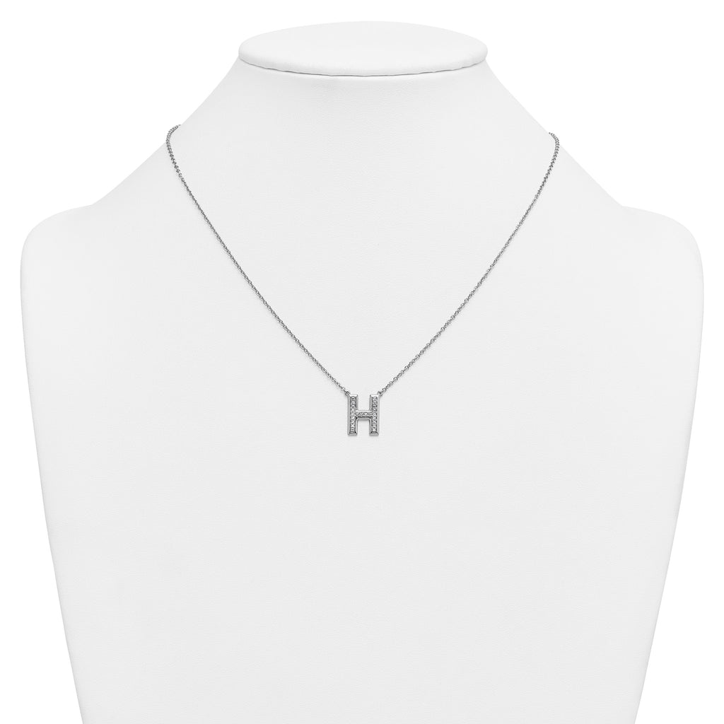 Lab-Grown Diamond Initial H Necklace in 14K White Gold (0.22 ct. tw.) - Sophia Jewelers