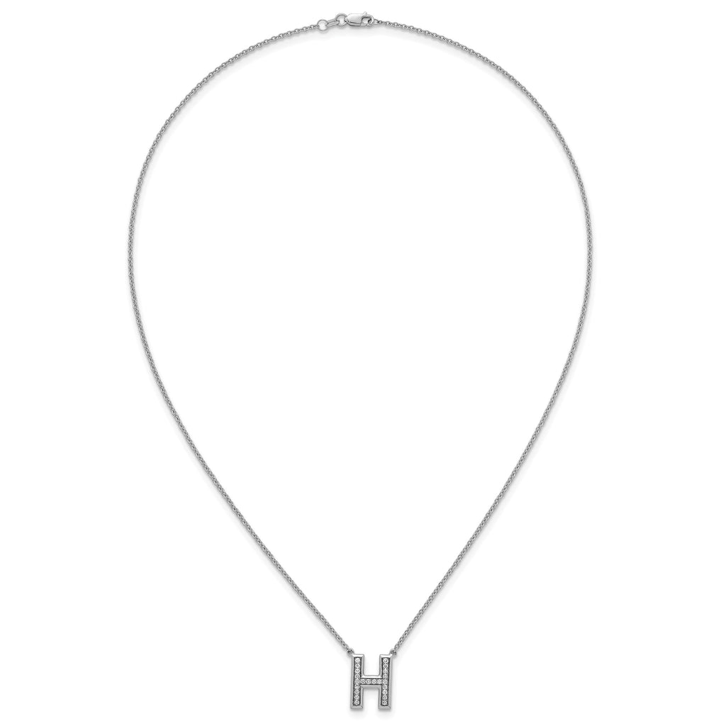 Lab-Grown Diamond Initial H Necklace in 14K White Gold (0.22 ct. tw.) - Sophia Jewelers