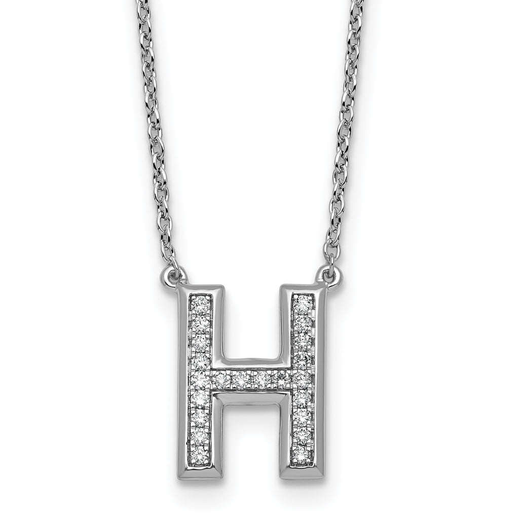 Lab-Grown Diamond Initial H Necklace in 14K White Gold (0.22 ct. tw.) - Sophia Jewelers