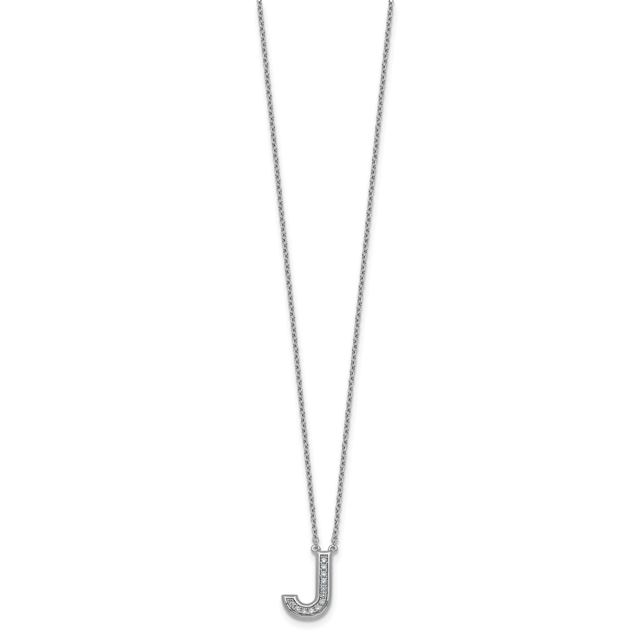Lab-Grown Diamond Initial J Necklace in 14K White Gold (0.12 ct. tw.) Secondary image
