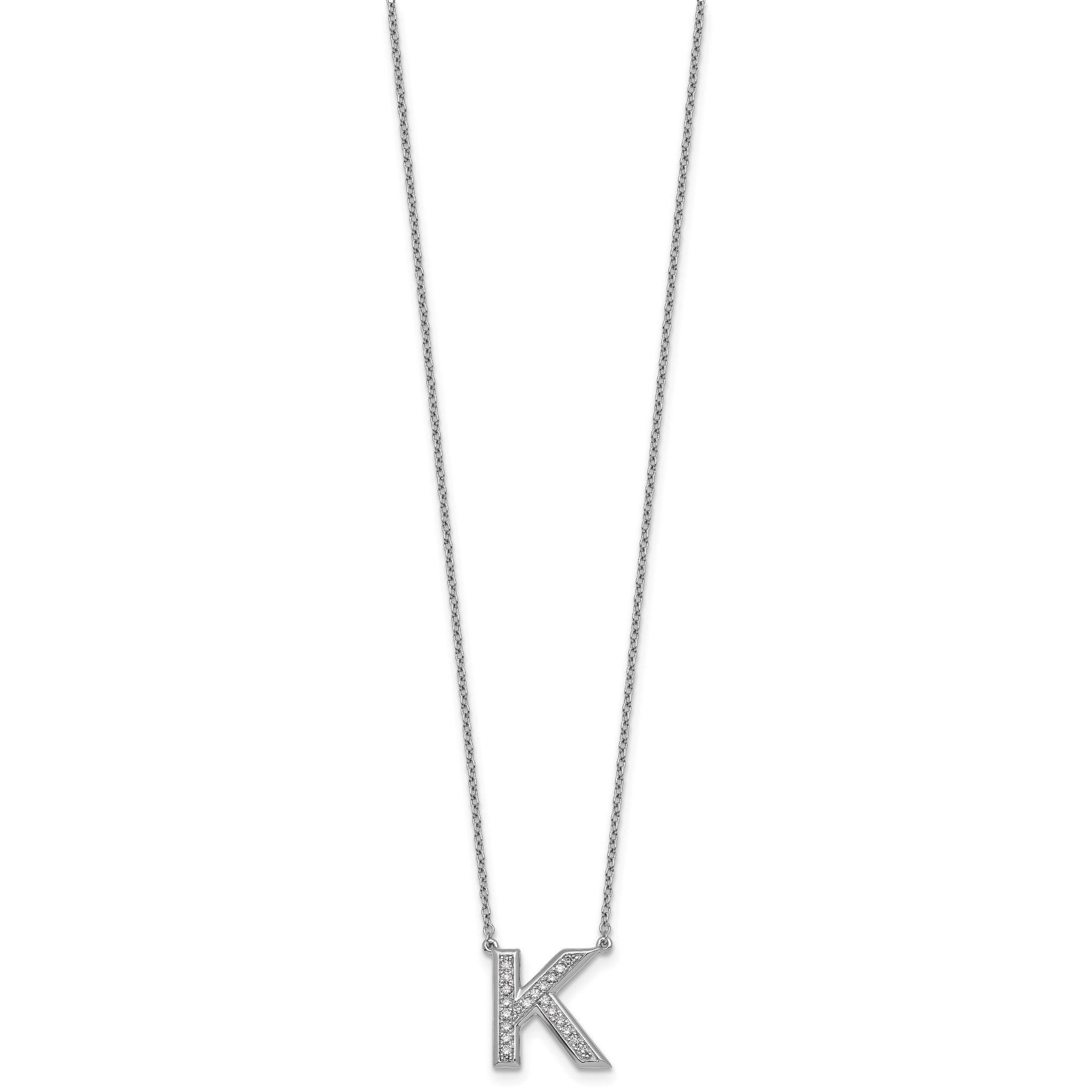 Lab-Grown Diamond Vs+f+ Initial Necklace in 14K White Gold (0.21 ct. tw.) Secondary image