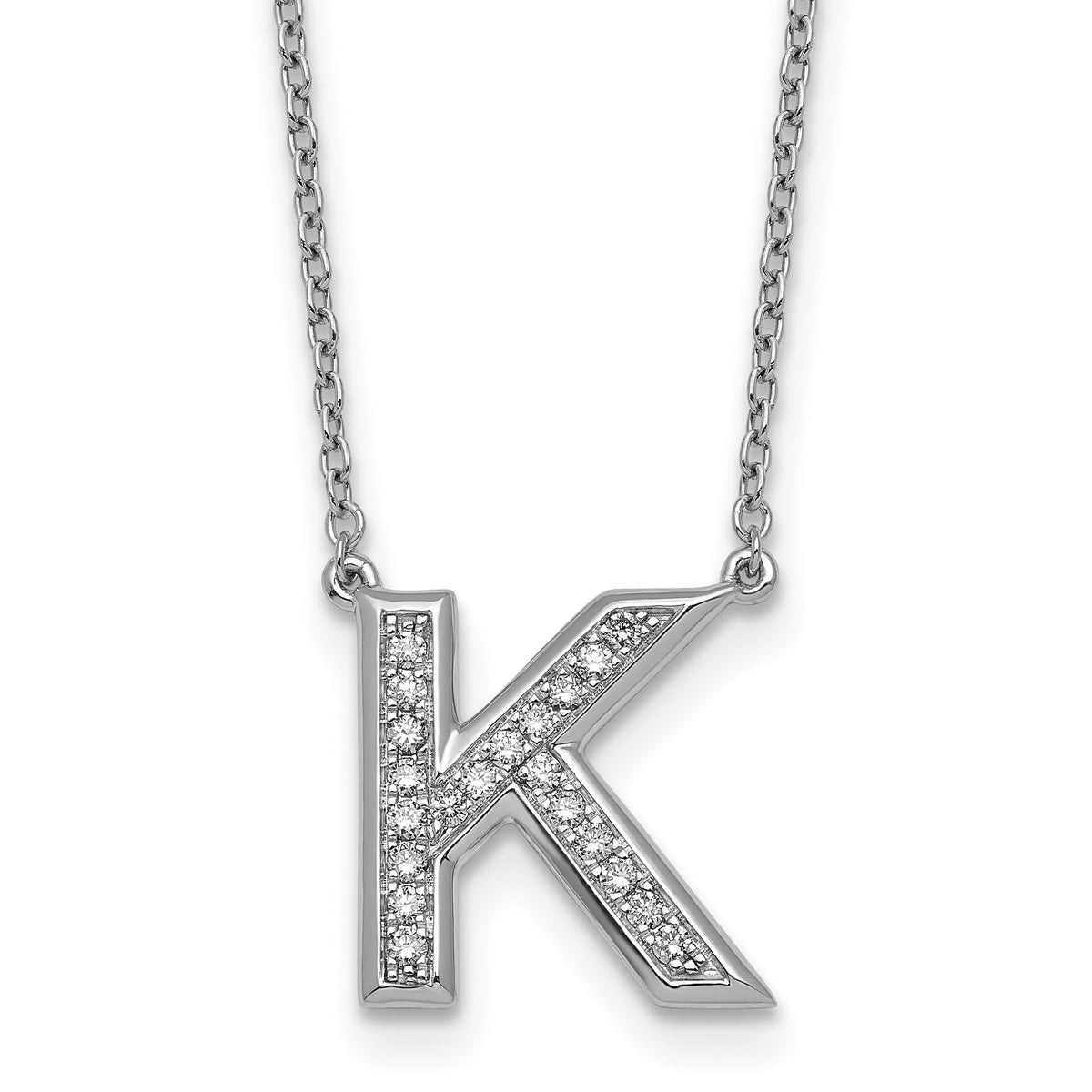 Lab-Grown Diamond Vs+f+ Initial Necklace in 14K White Gold (0.21 ct. tw.) - Sophia Jewelers Main image