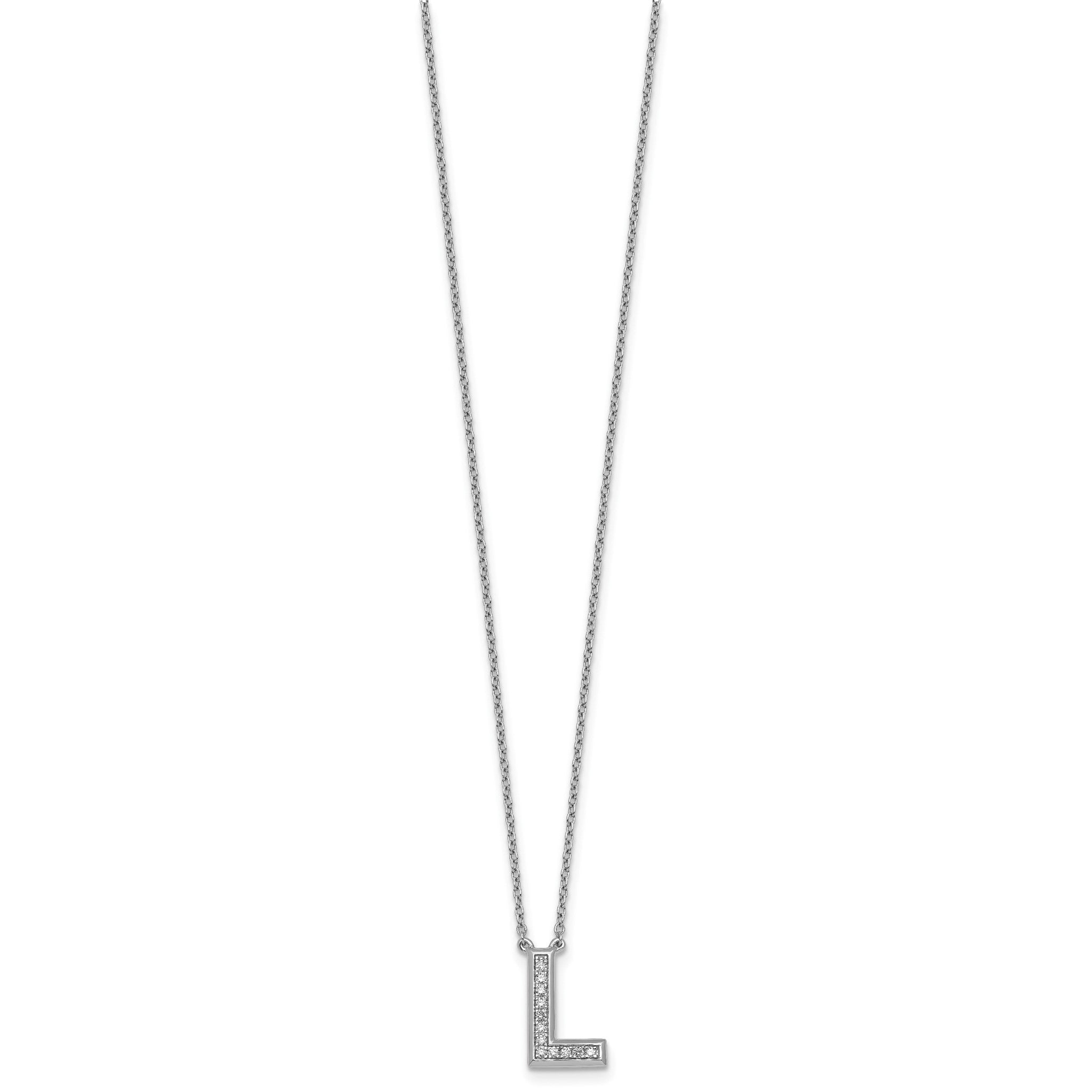 Lab-Grown Diamond Initial L Necklace in 14K White Gold (0.12 ct. tw.) Secondary image